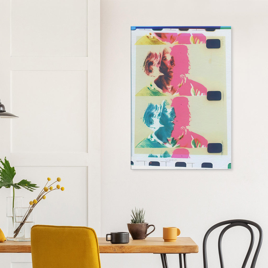 Andy Warhol canvas print depicting a film-culture portrait becomes a compact, evocative design that resonates with the performance and photographic interests of Warhol’s New York scene
