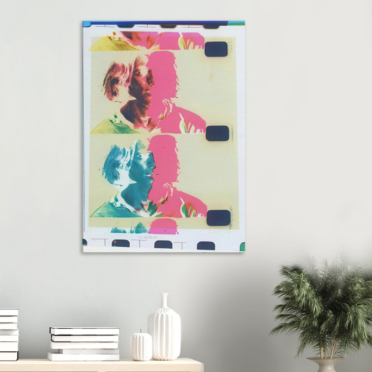 Andy Warhol canvas print depicting a film-culture portrait becomes a compact, evocative design that resonates with the performance and photographic interests of Warhol’s New York scene