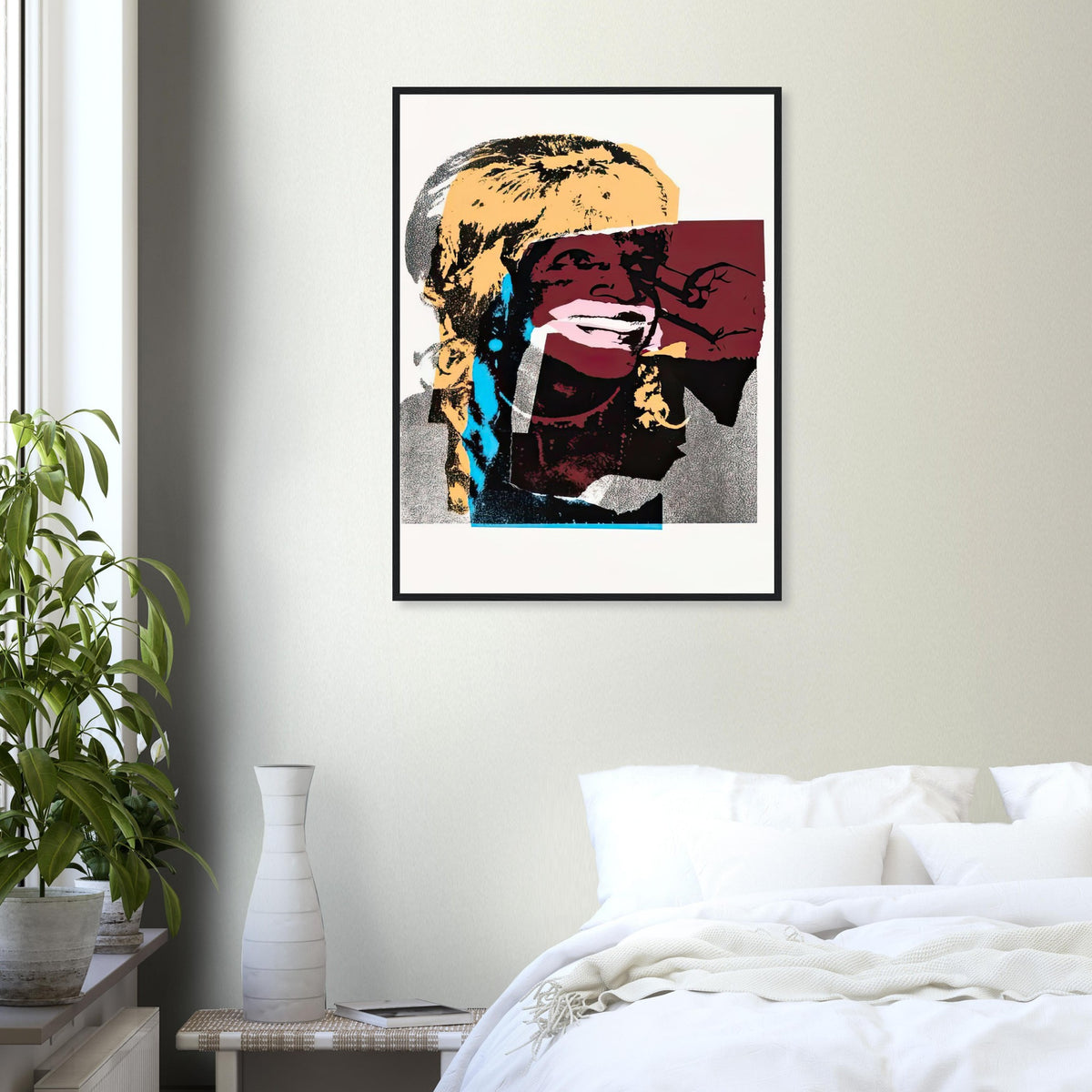 Andy Warhol framed print depicting areas of saturated colour and loose, sometimes deliberately displaced contours interact with the sitter’s photographic likeness; The Ladies and Gentlemen project portrays transgender women and drag performers from New York, including
