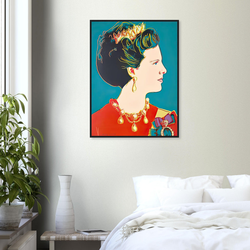 Andy Warhol framed print depicting this work depicts Queen Margrethe II of Denmark; The Reigning Queens portfolio presented four women who held ruling power in their own right: Elizabeth