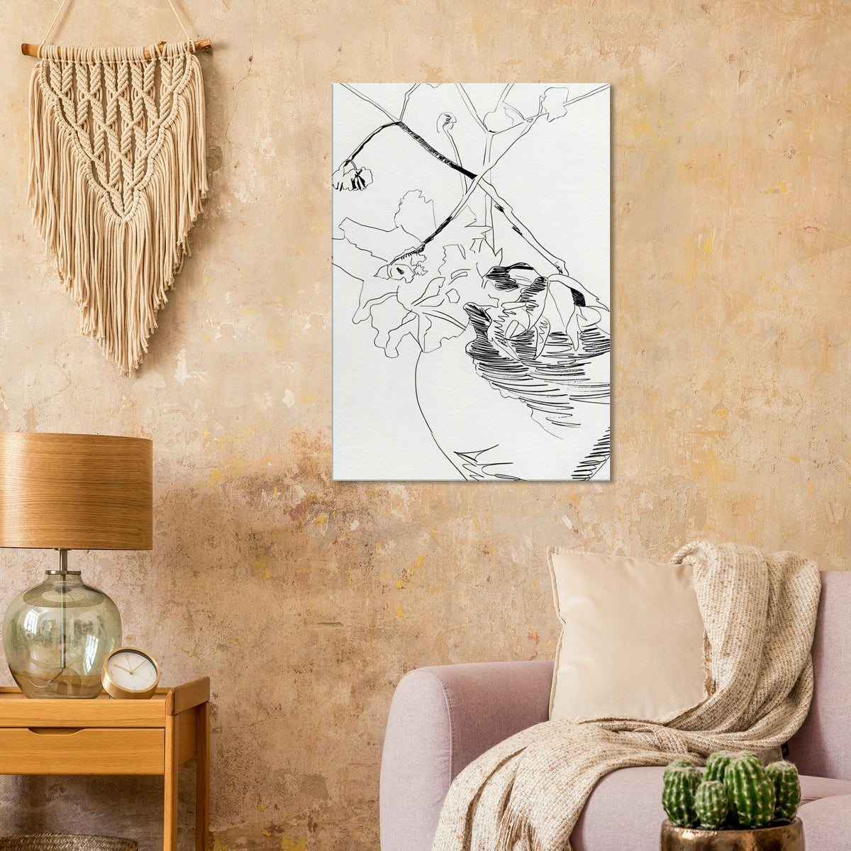 Andy Warhol canvas print depicting the black-and-white treatment emphasizes shapes, texture and the structure of the flowers rather than bright color accents