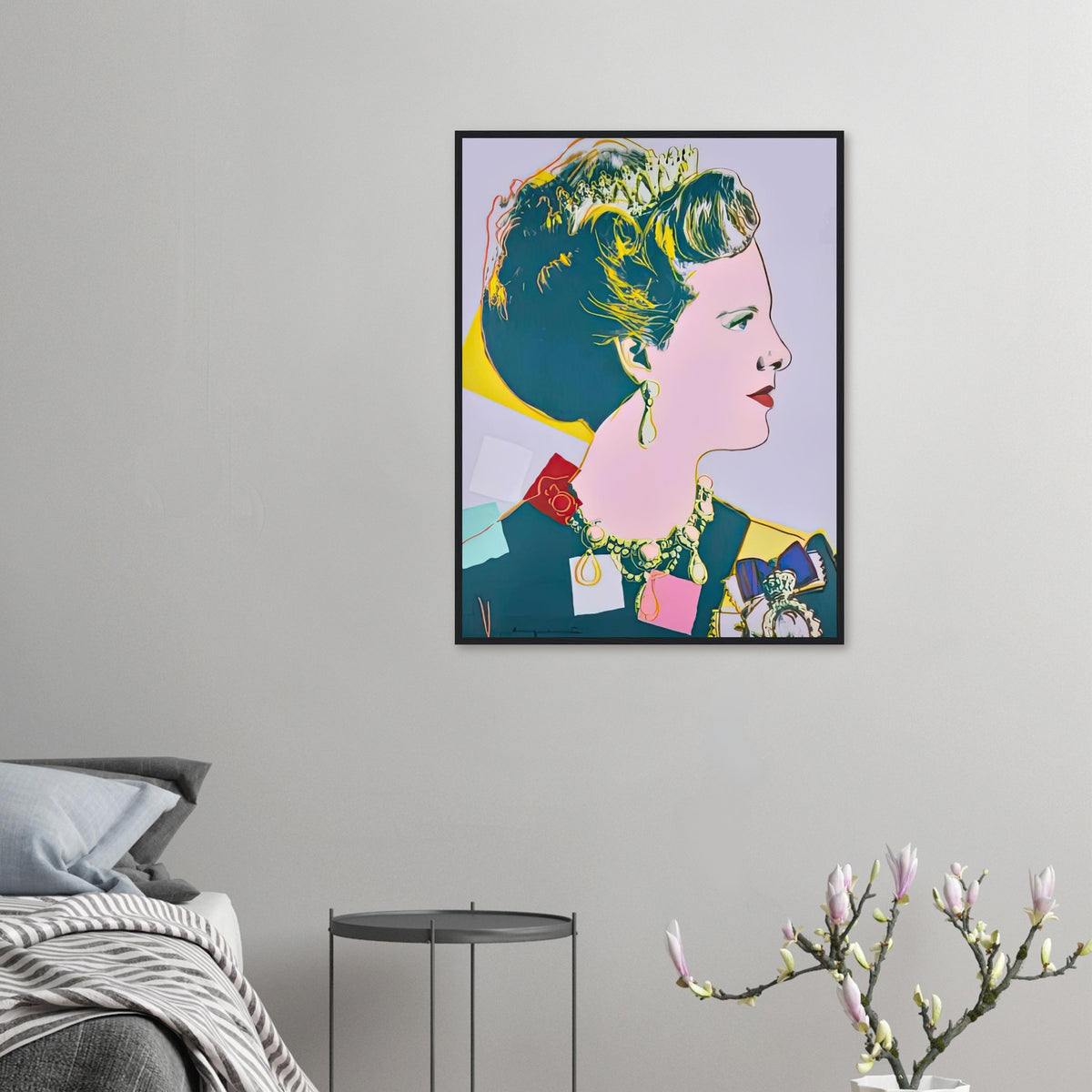 Andy Warhol framed print depicting this work depicts Queen Margrethe II of Denmark; The Reigning Queens portfolio presented four women who held ruling power in their own right: Elizabeth