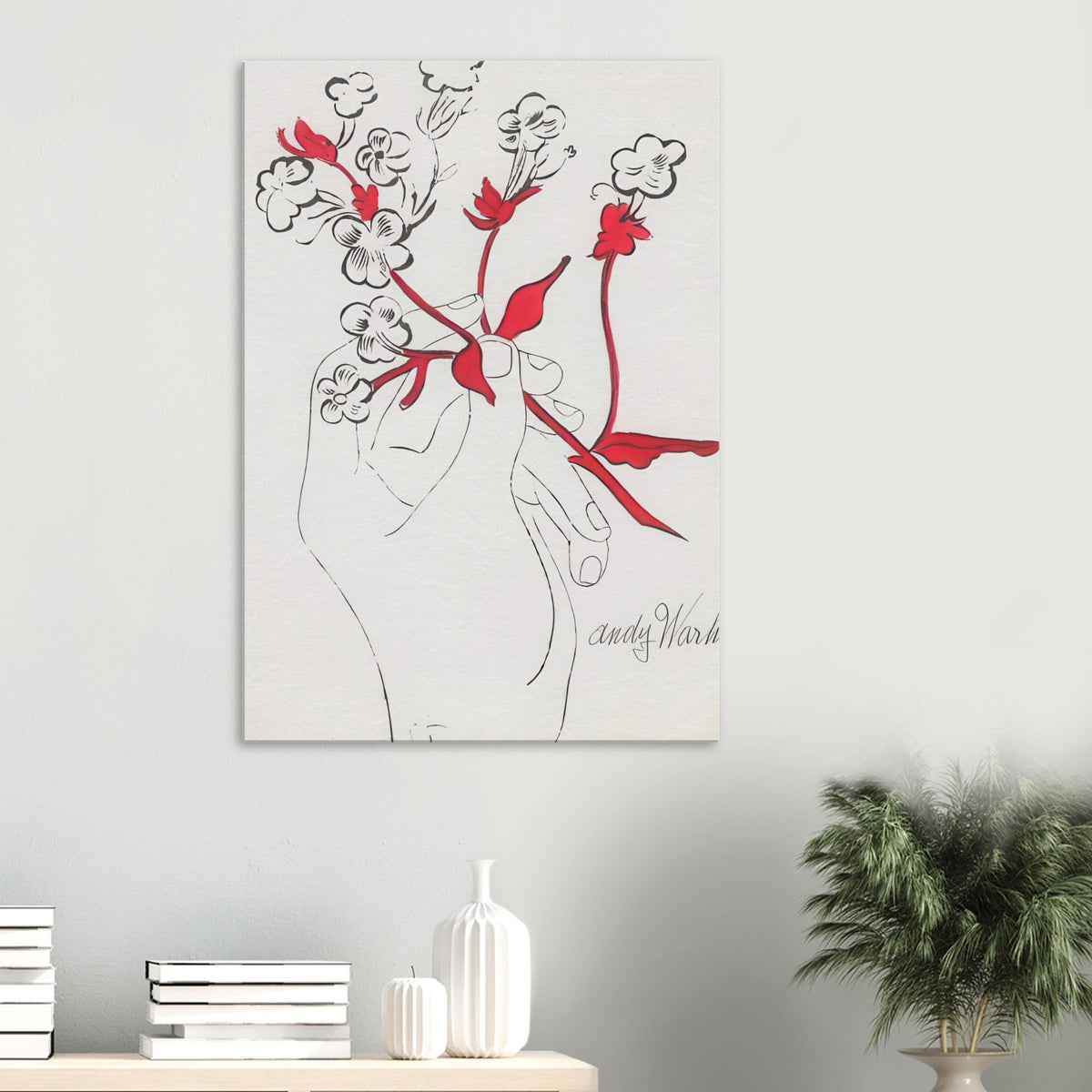 Andy Warhol canvas print depicting the restrained, expressive line-work turns a small human gesture into an intimate, decorative subject