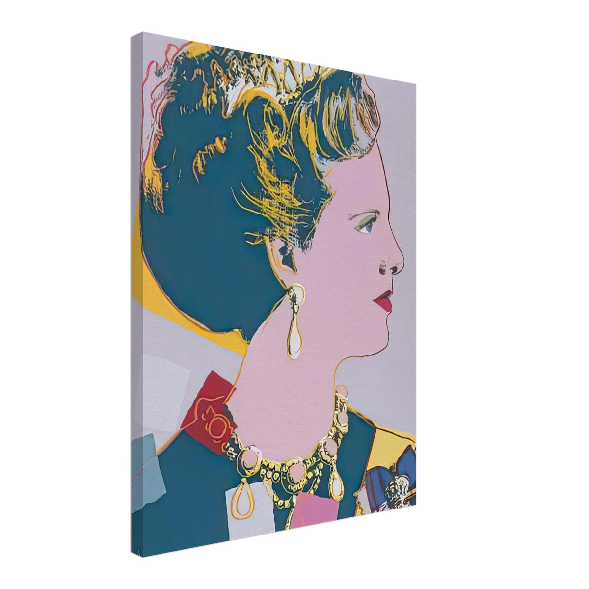 Andy Warhol canvas print depicting the recognizable royal portrait becomes a strong graphic focal point, 45x60 cm / 18x24″