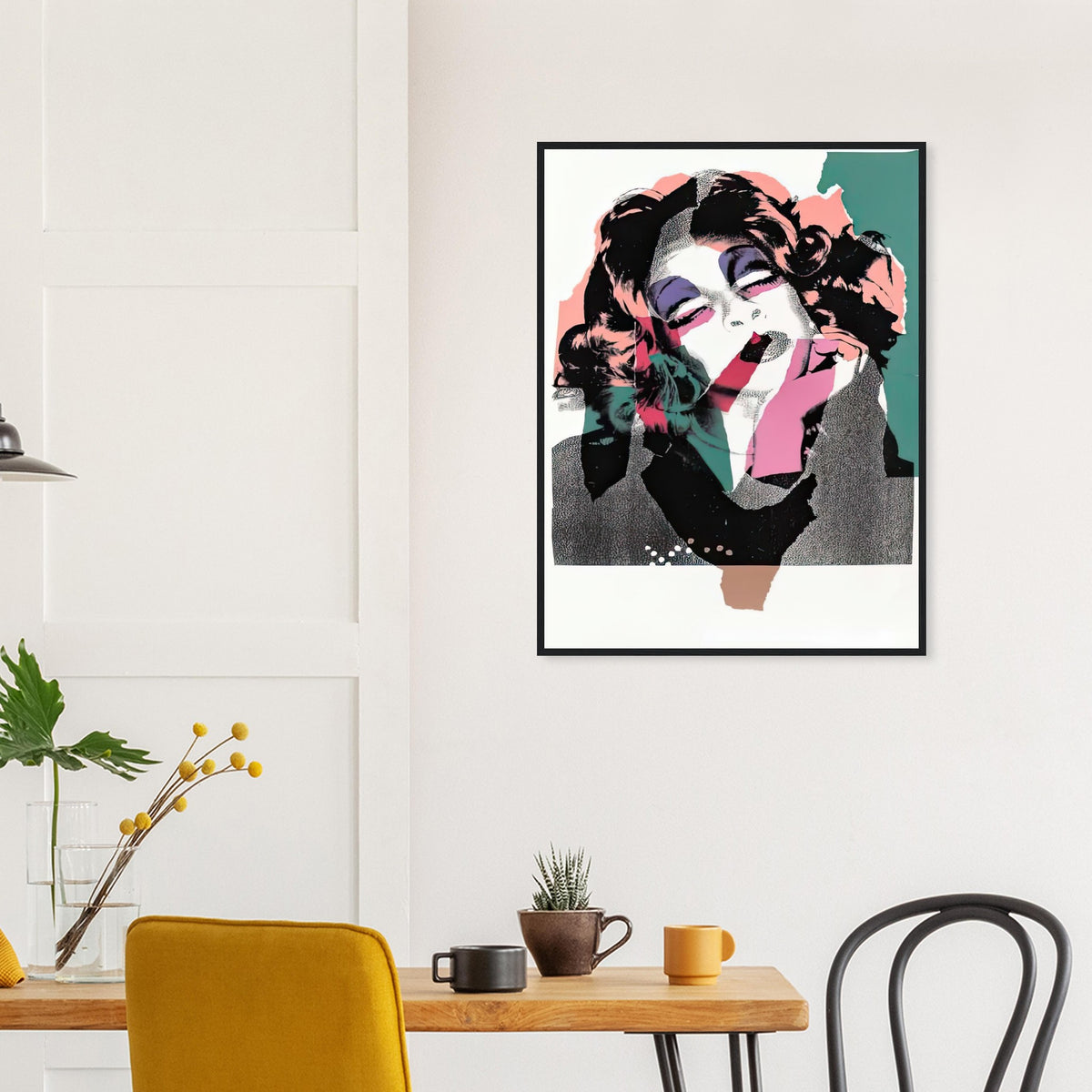 Andy Warhol framed print depicting areas of saturated colour and loose, sometimes deliberately displaced contours interact with the sitter’s photographic likeness; The Ladies and Gentlemen project portrays transgender women and drag performers from New York, including