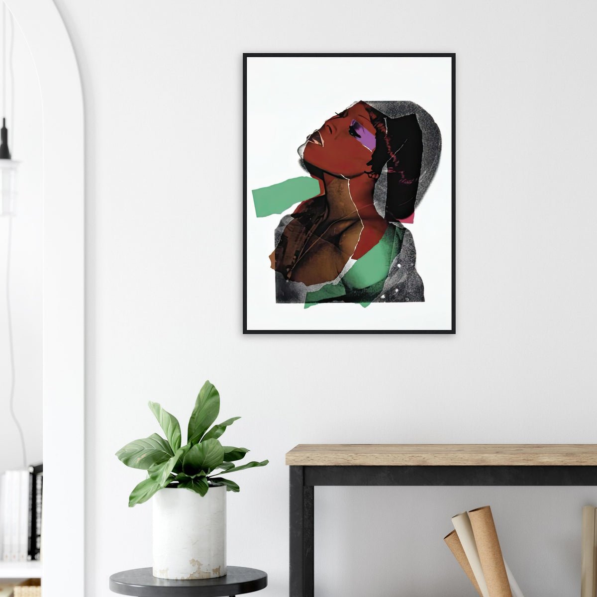 Andy Warhol framed print depicting areas of saturated colour and loose, sometimes deliberately displaced contours interact with the sitter’s photographic likeness; The Ladies and Gentlemen project portrays transgender women and drag performers from New York, including