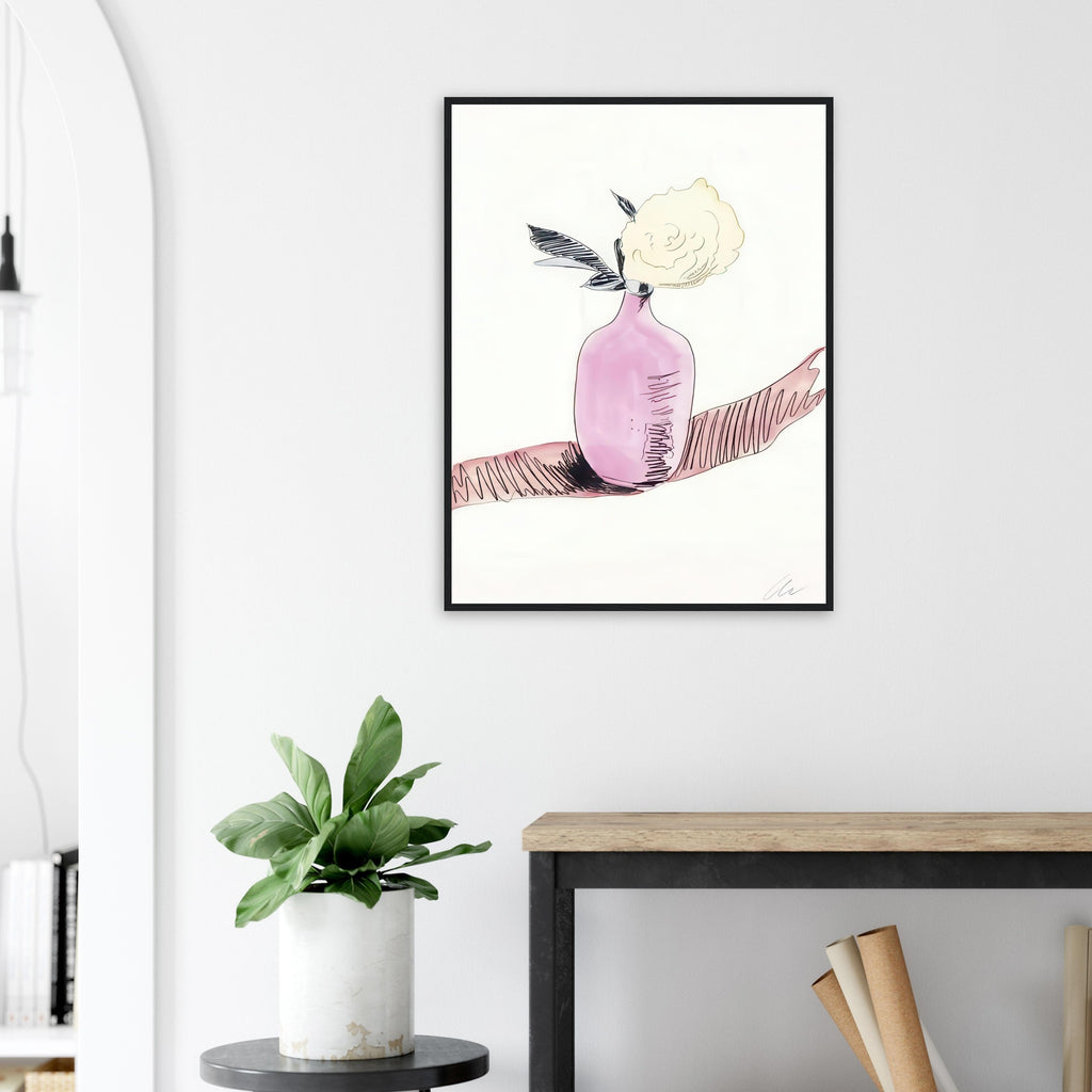 Andy Warhol framed print depicting the design highlights the relationship between compact petals, organic contours and deliberately graphic printmaking marks