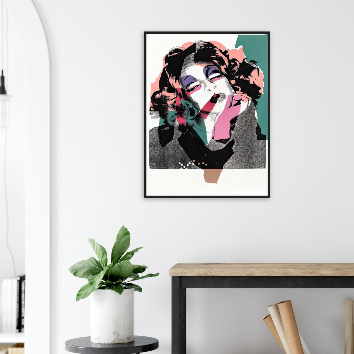 Andy Warhol framed print depicting areas of saturated colour and loose, sometimes deliberately displaced contours interact with the sitter’s photographic likeness; The Ladies and Gentlemen project portrays transgender women and drag performers from New York, including