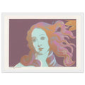 Andy Warhol framed print depicting venus emerging from the sea in a detail from the Renaissance painting, a detail that connects the composition to its broader artistic subject, white frame, 21x29.7 cm / 8x12"