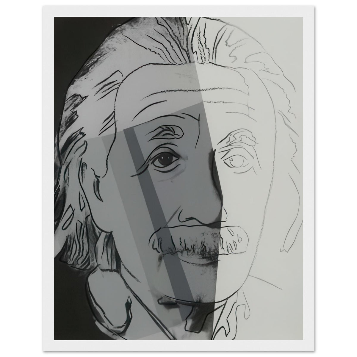 Andy Warhol framed print depicting the image centers on a distinctive likeness rather than narrative scenery; line and simplified contrast make the person the focus, white frame, 27x35 cm / 11x14″