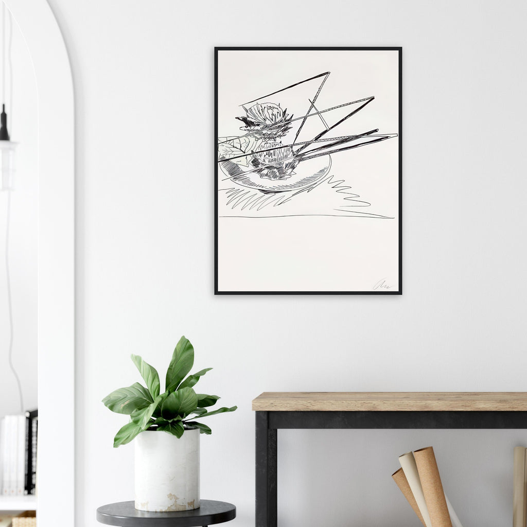 Andy Warhol framed print depicting the design highlights the relationship between compact petals, organic contours and deliberately graphic printmaking marks