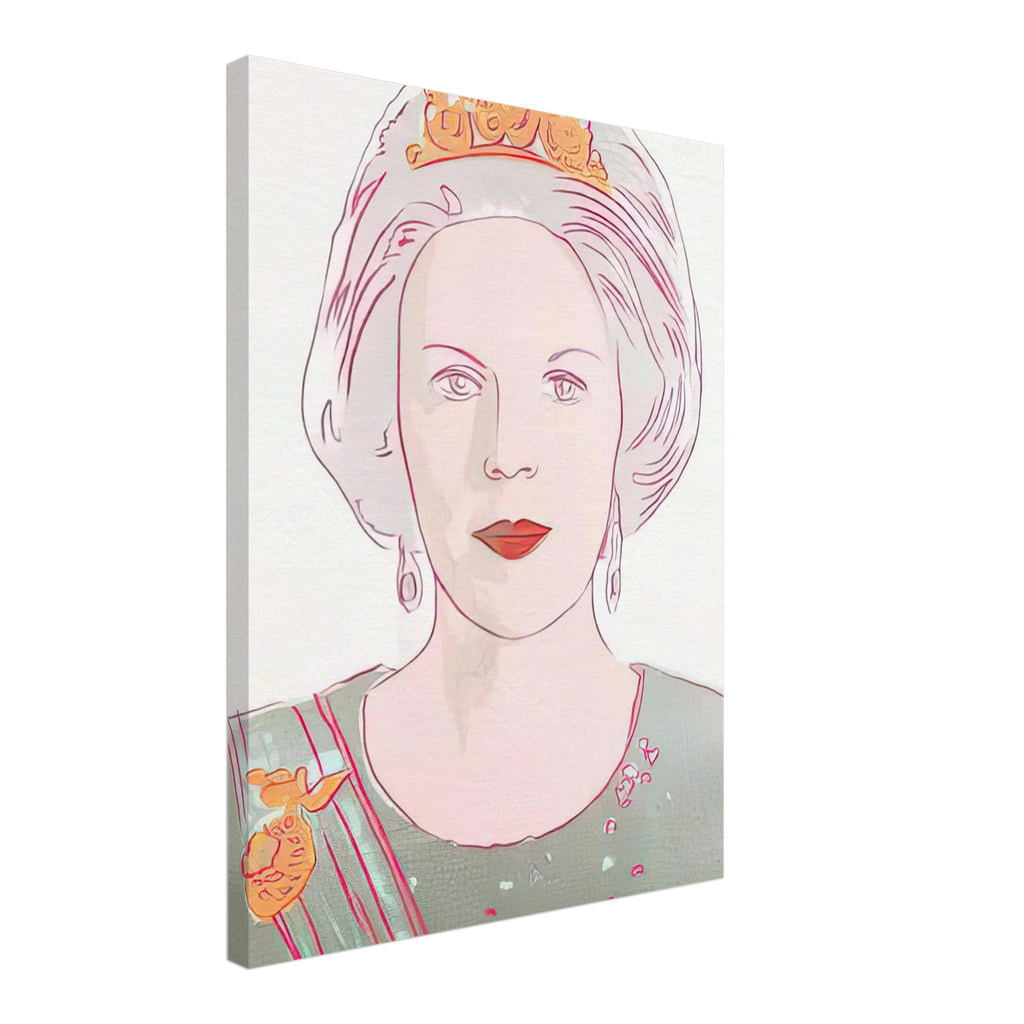 Andy Warhol canvas print depicting the recognizable royal portrait becomes a strong graphic focal point, 45x60 cm / 18x24″