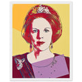 Andy Warhol framed print depicting this work depicts Queen Beatrix of the Netherlands; The Reigning Queens portfolio presented four women who held ruling power in their own right: Elizabeth, white frame, 27x35 cm / 11x14″