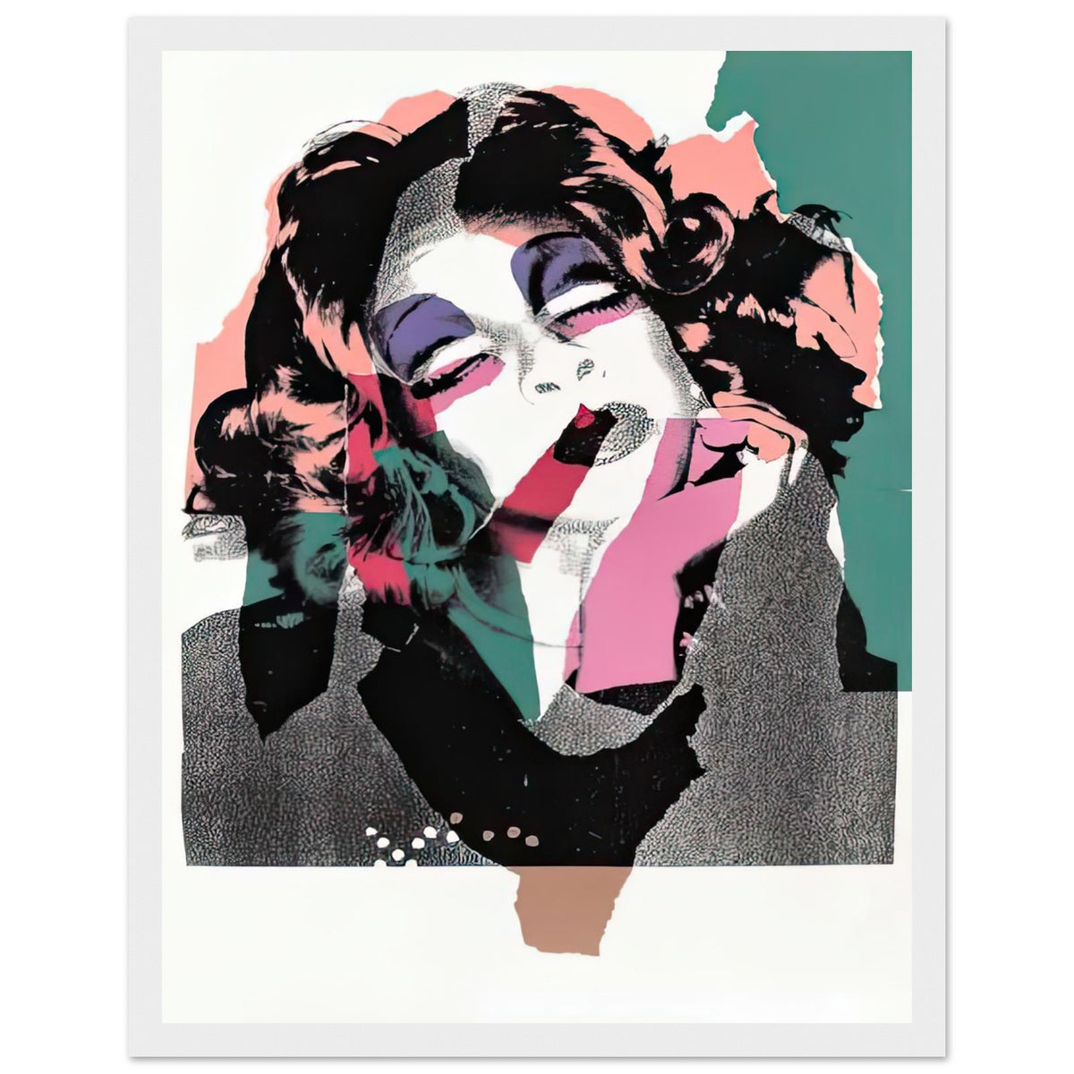 Andy Warhol framed print depicting areas of saturated colour and loose, sometimes deliberately displaced contours interact with the sitter’s photographic likeness; The Ladies and Gentlemen project portrays transgender women and drag performers from New York, including, white frame, 27x35 cm / 11x14″