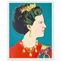 Andy Warhol framed print depicting this work depicts Queen Margrethe II of Denmark; The Reigning Queens portfolio presented four women who held ruling power in their own right: Elizabeth, white frame, 27x35 cm / 11x14″