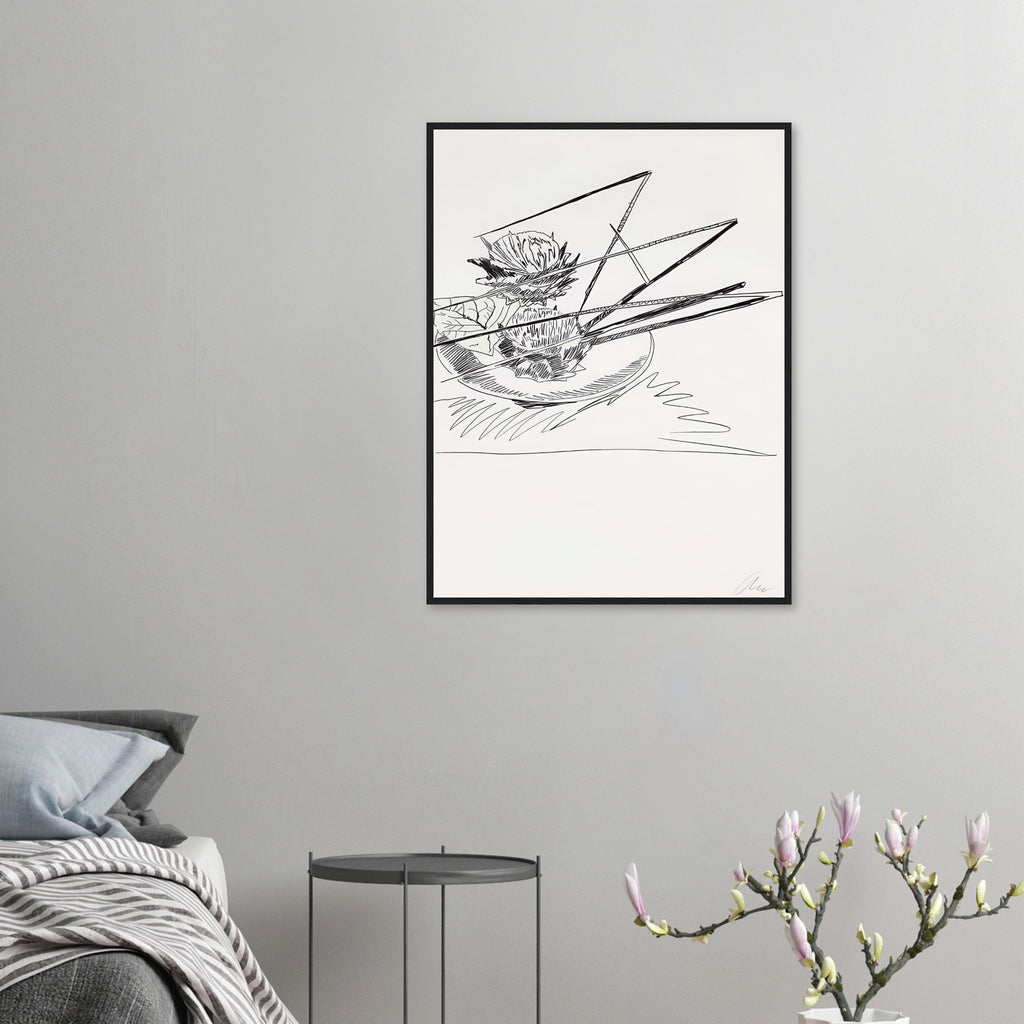 Andy Warhol framed print depicting the design highlights the relationship between compact petals, organic contours and deliberately graphic printmaking marks