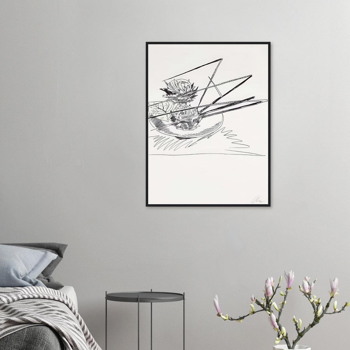Andy Warhol framed print depicting the design highlights the relationship between compact petals, organic contours and deliberately graphic printmaking marks