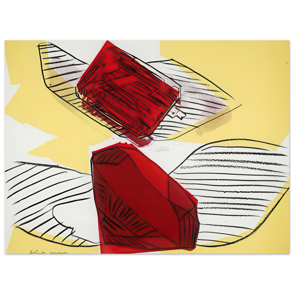 Andy Warhol poster depicting jewel-like shapes arranged as luminous graphic forms, a detail that connects the composition to its broader artistic subject, 30x40 cm / 12x16″
