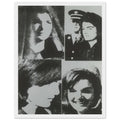 Andy Warhol framed print depicting the restrained crop emphasizes Jackie Kennedy’s face and its emotional resonance, demonstrating how a seemingly simple portrait can carry a powerful media history, white frame, 27x35 cm / 11x14″