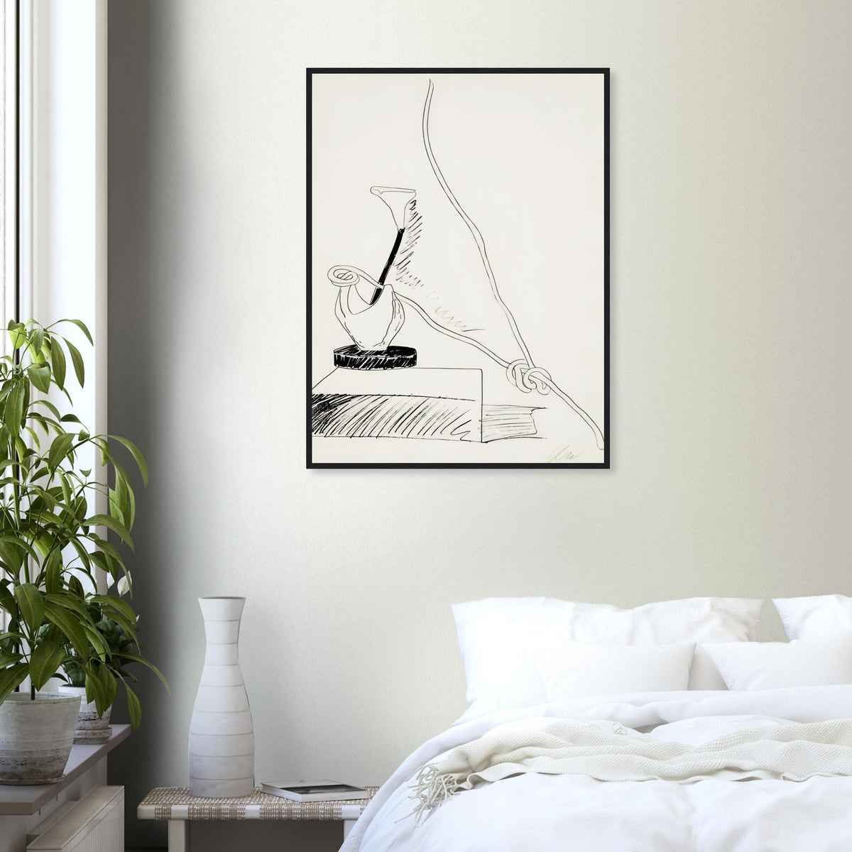 Andy Warhol framed print depicting the black-and-white treatment emphasizes shapes, texture and the structure of the flowers rather than bright color accents
