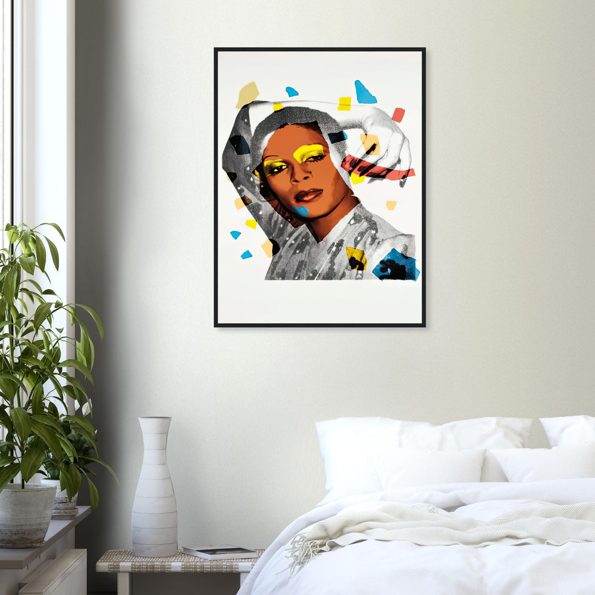 Andy Warhol framed print depicting areas of saturated colour and loose, sometimes deliberately displaced contours interact with the sitter’s photographic likeness; The Ladies and Gentlemen project portrays transgender women and drag performers from New York, including