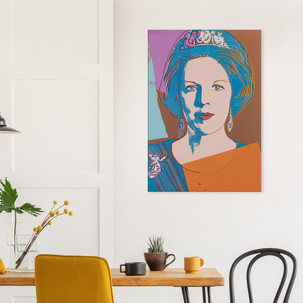Andy Warhol canvas print depicting the recognizable royal portrait becomes a strong graphic focal point