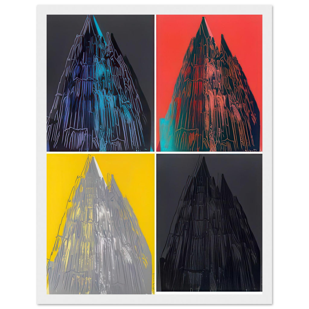 Andy Warhol framed print depicting the cathedral’s soaring spires and intricate façade give the poster a strong vertical architectural structure, providing an unusual counterpart to the artist’s better-known celebrity faces, white frame, 27x35 cm / 11x14″