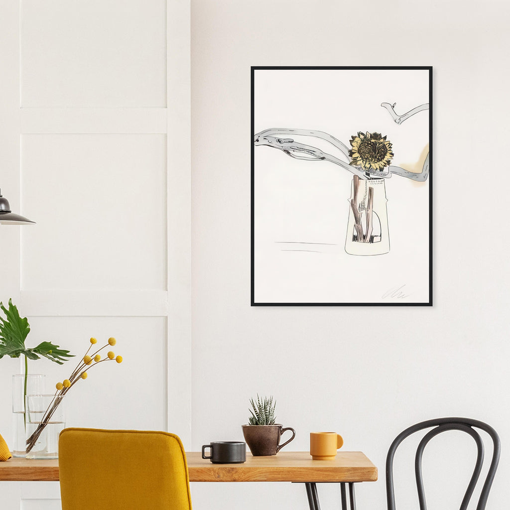 Andy Warhol framed print depicting the design highlights the relationship between compact petals, organic contours and deliberately graphic printmaking marks