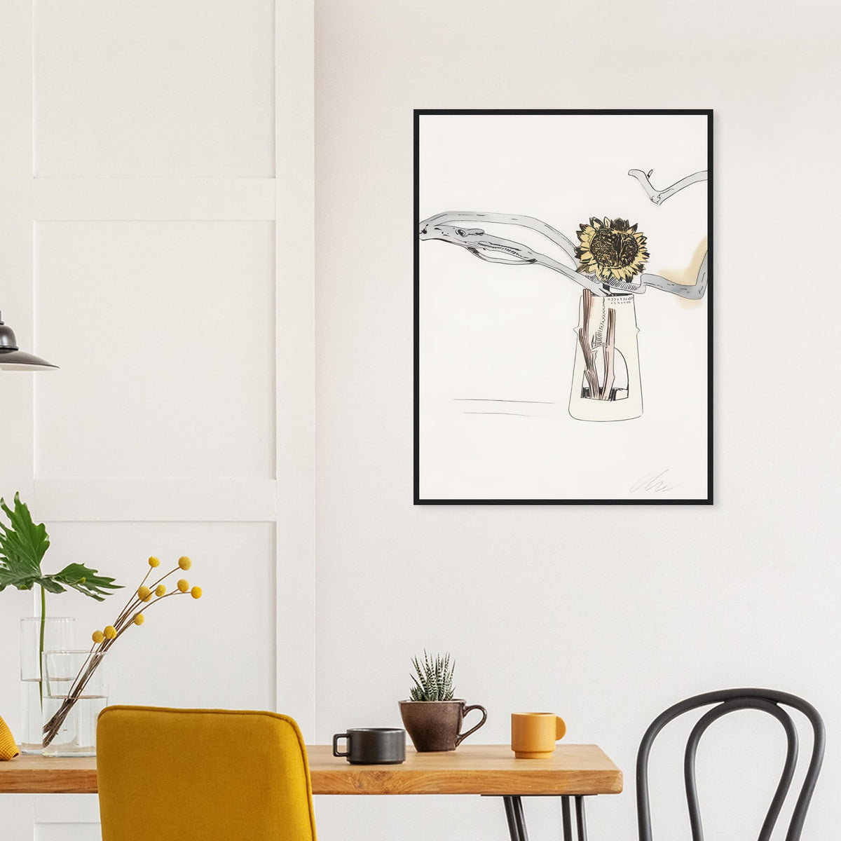 Andy Warhol framed print depicting the design highlights the relationship between compact petals, organic contours and deliberately graphic printmaking marks